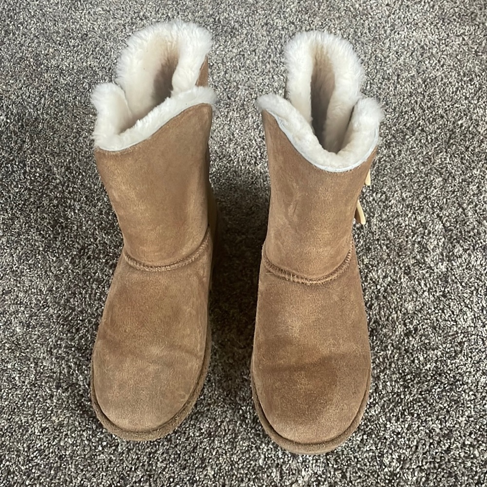 BEARPAW Womens Suede Wool Booties/Slippers
